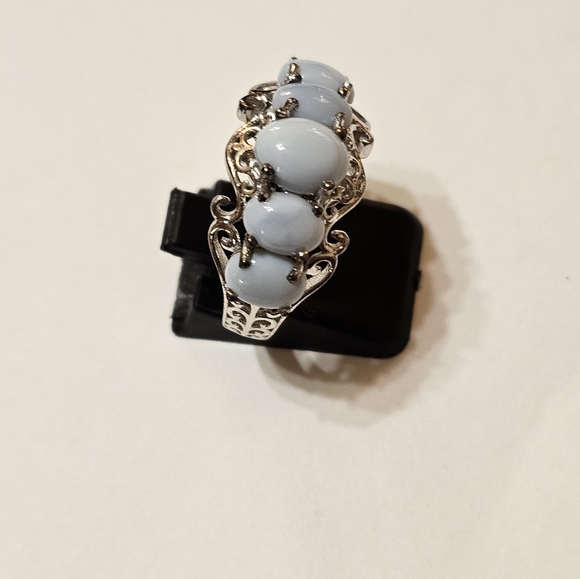Vintage Genuine Larimar Platinum/925 Ring Sz 9. - Picture 5 of 11